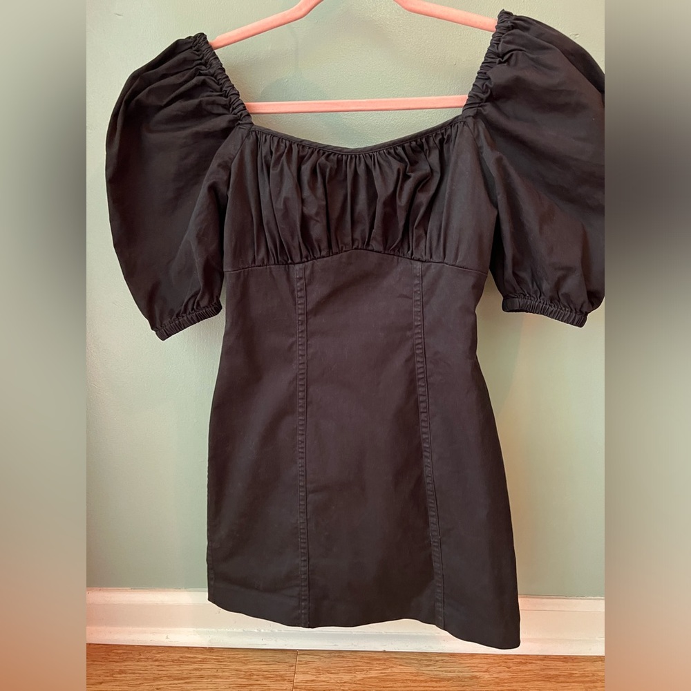 & Other Stories Fitted Cotton Puff Sleeve Mini Dress